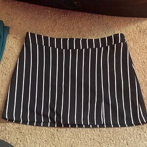 Black and White Striped Women's Skirt